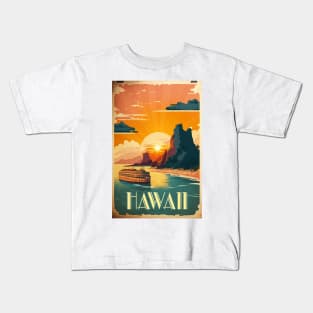 Hawaii Beach Vintage Travel Art Poster Kids T-Shirt